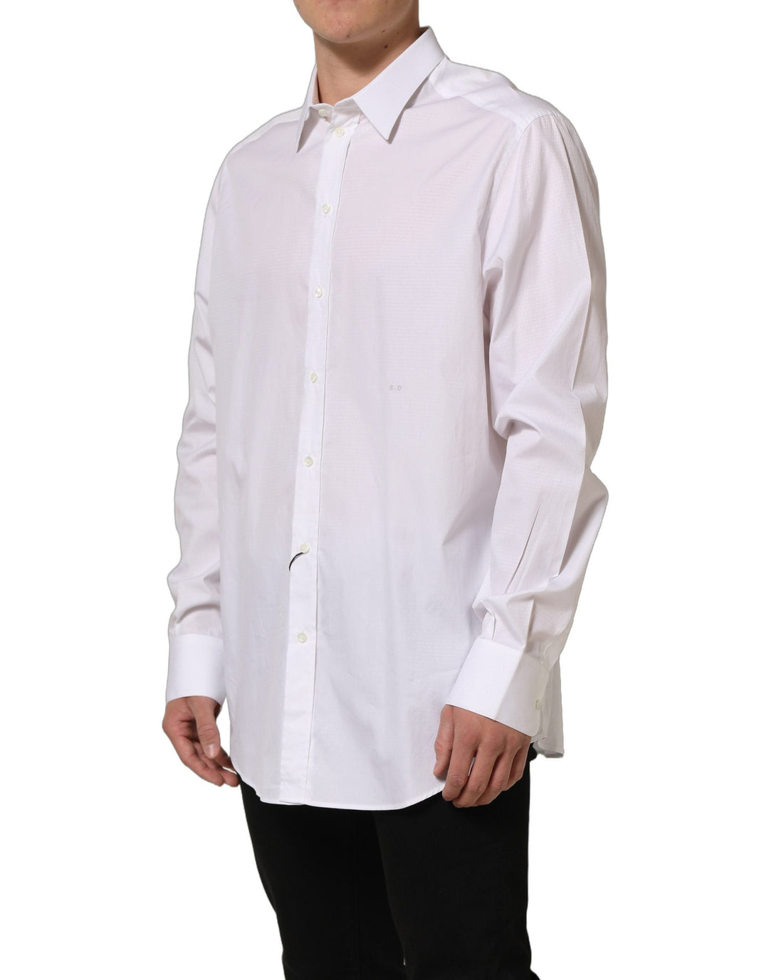 Dolce & Gabbana White Cotton Long Sleeves Men Dress Shirt