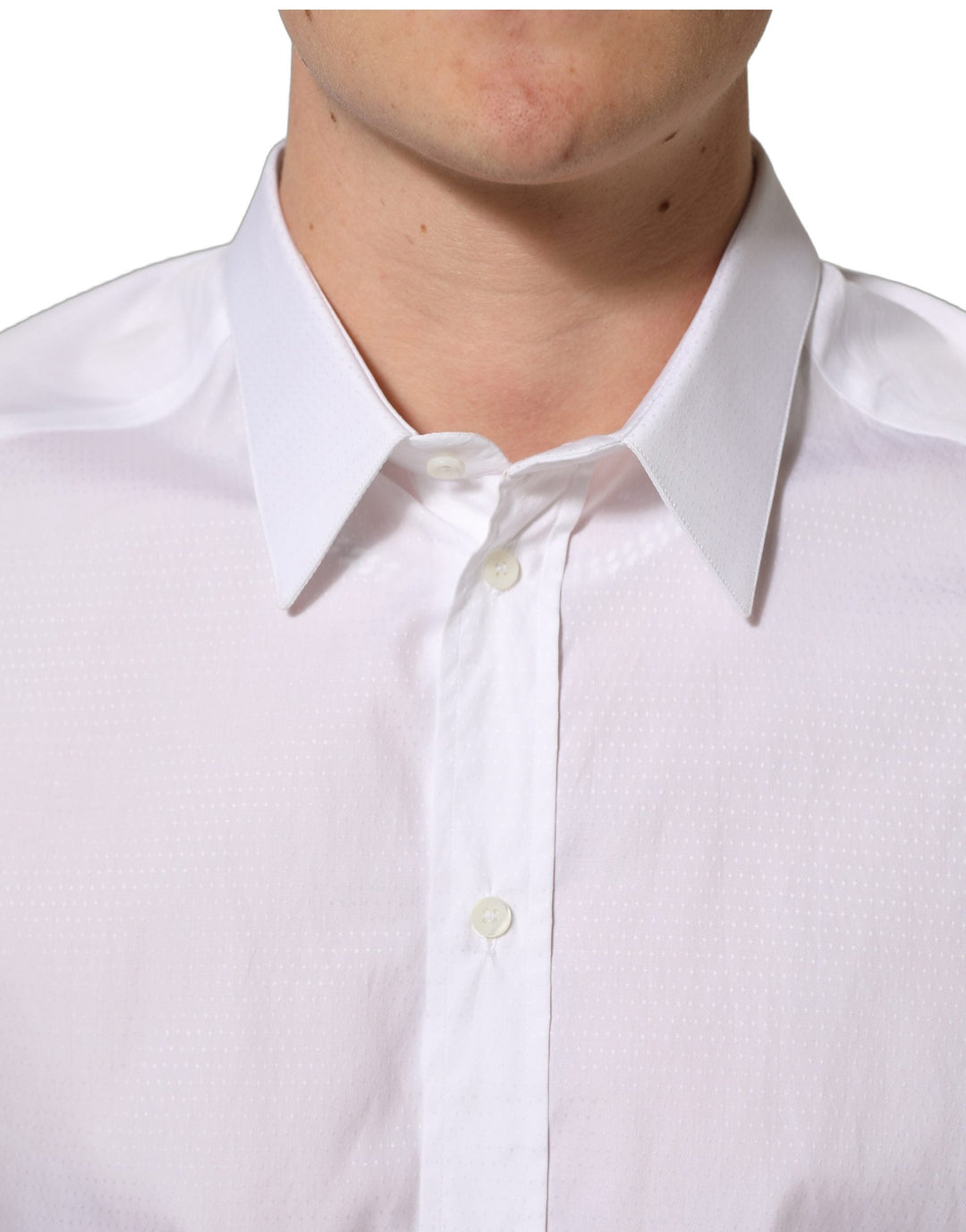 Dolce &amp; Gabbana White Cotton Long Sleeves Men Dress Shirt