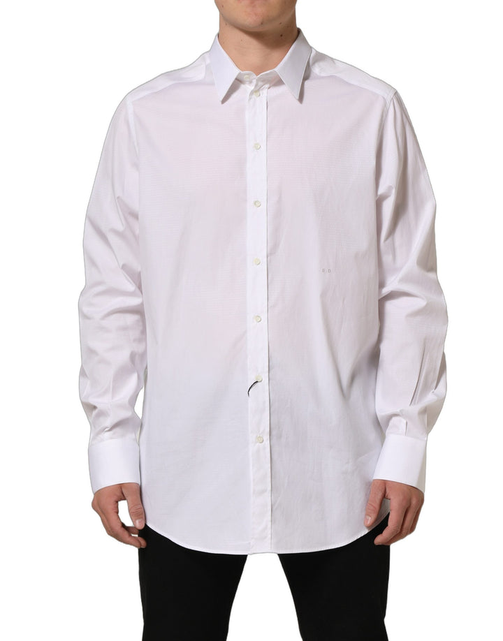 Dolce &amp; Gabbana White Cotton Long Sleeves Men Dress Shirt