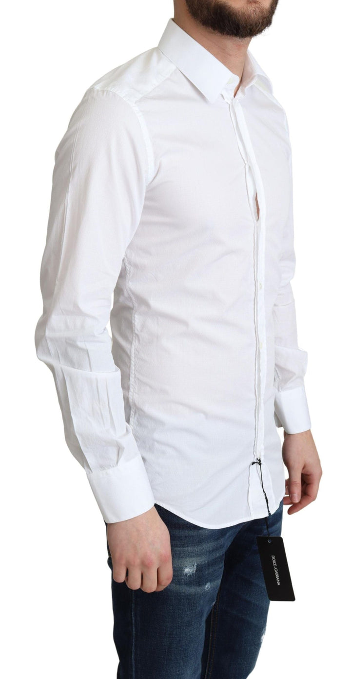 Men’s Dolce &amp; Gabbana White Cotton Long Sleeves Men Formal Shirt