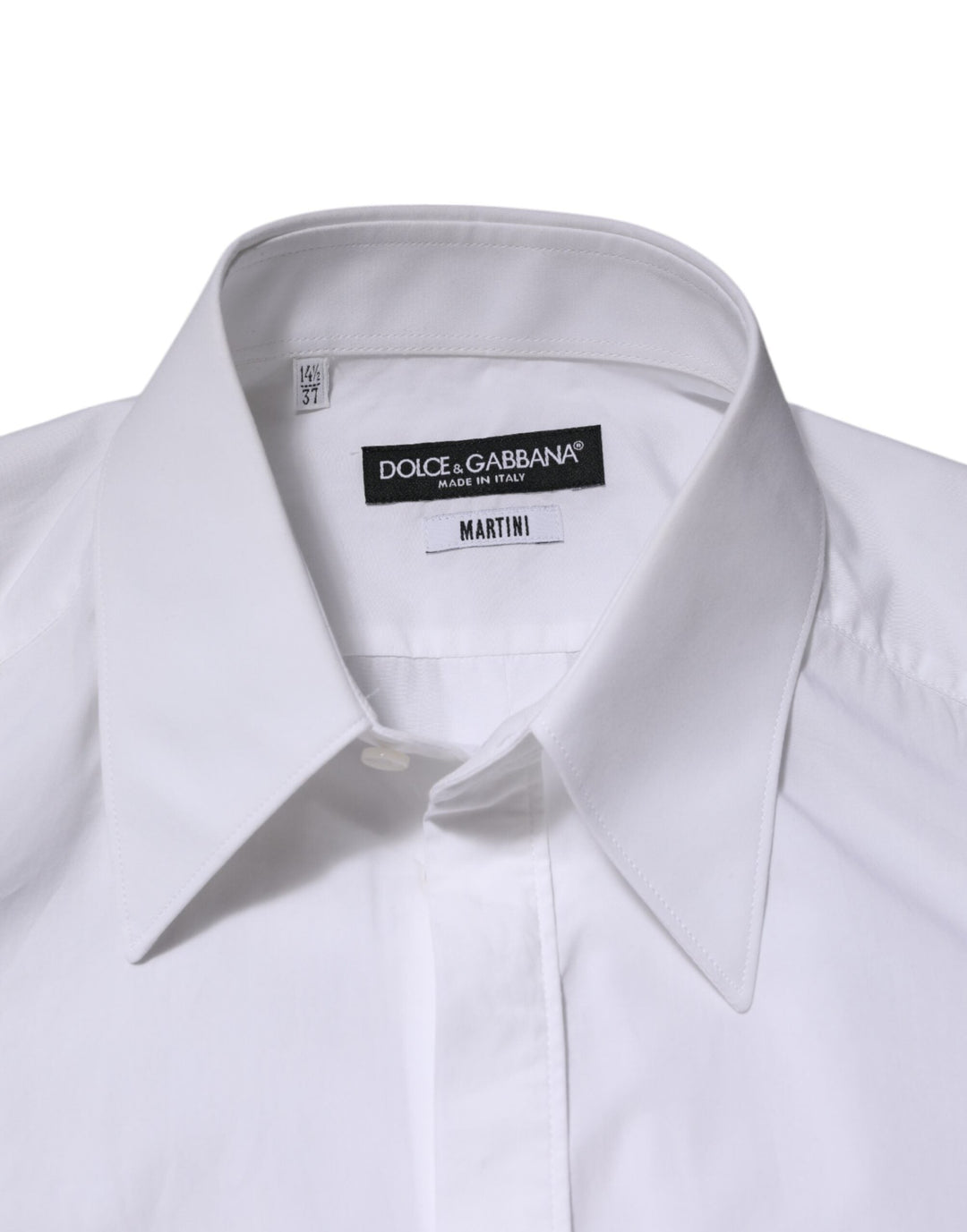 Men’s Dolce &amp; Gabbana White Cotton Martini Long Sleeve Dress Shirt