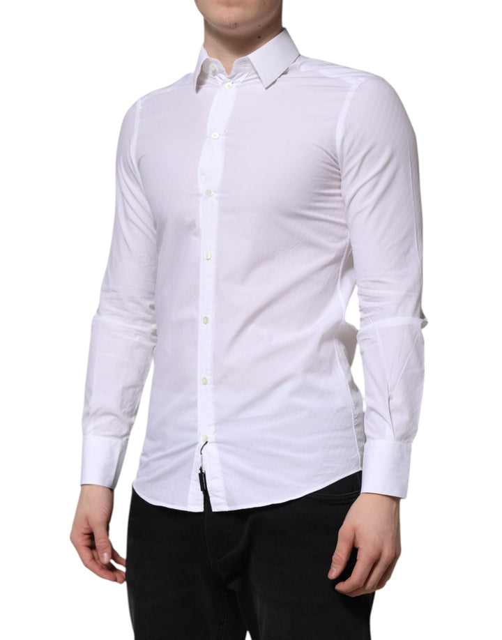Men’s Dolce &amp; Gabbana White Cotton Martini Long Sleeve Dress Shirt