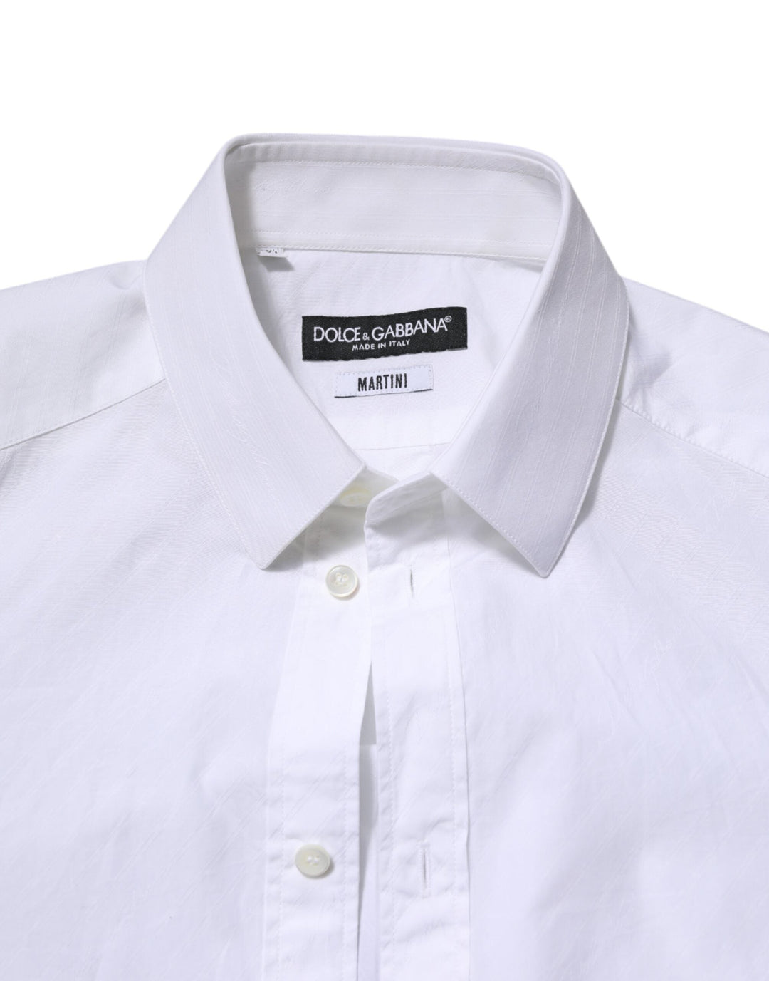 Men’s Dolce &amp; Gabbana White Cotton Martini Long Sleeve Dress Shirt