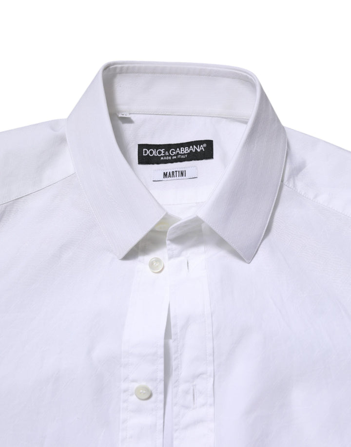 Men’s Dolce &amp; Gabbana White Cotton Martini Long Sleeve Dress Shirt