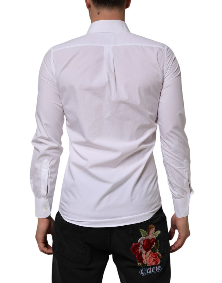 Men’s Dolce &amp; Gabbana White Cotton Martini Long Sleeve Dress Shirt