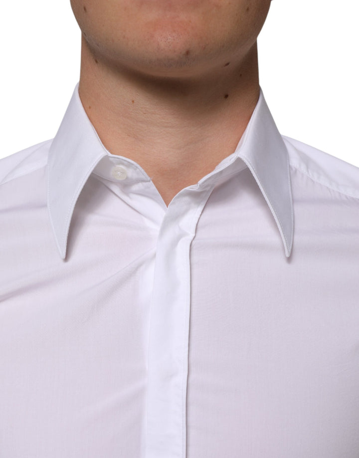 Men’s Dolce &amp; Gabbana White Cotton Martini Long Sleeve Dress Shirt