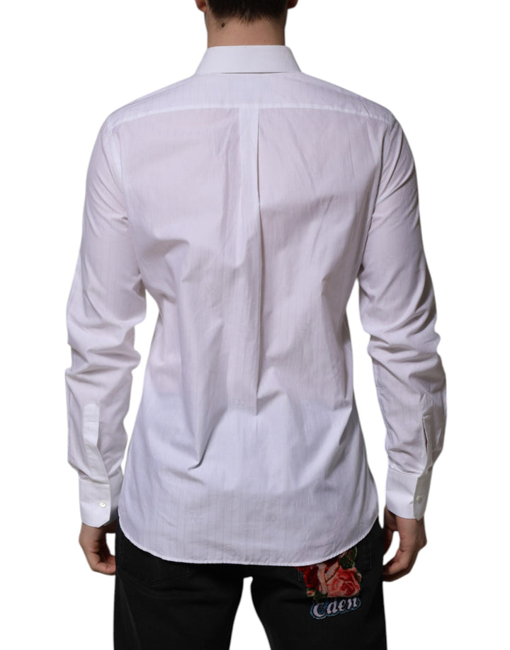 Men’s Dolce &amp; Gabbana White Cotton Martini Long Sleeve Formal Shirt