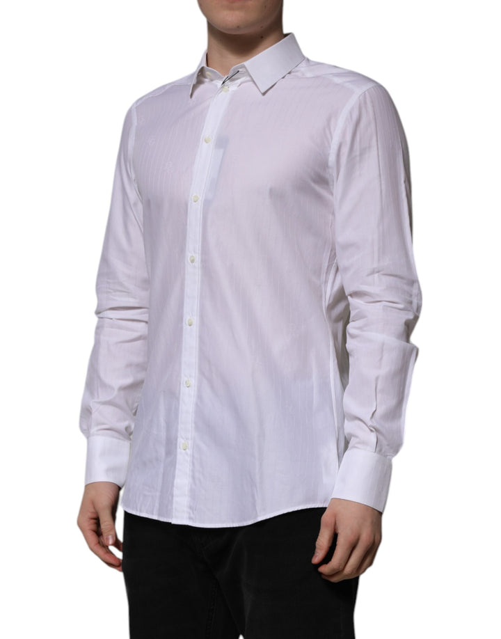 Men’s Dolce &amp; Gabbana White Cotton Martini Long Sleeve Formal Shirt