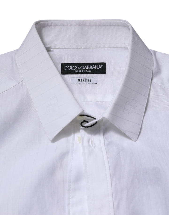 Men’s Dolce &amp; Gabbana White Cotton Martini Long Sleeve Formal Shirt
