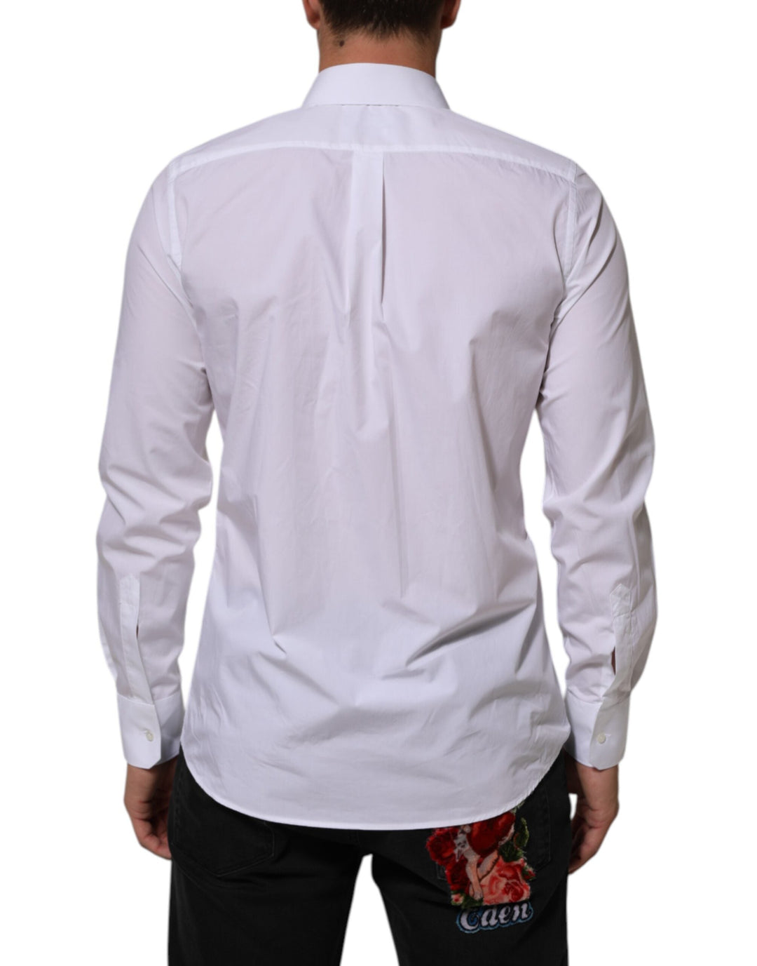 Men’s Dolce &amp; Gabbana White Cotton Martini Men Formal Dress Shirt
