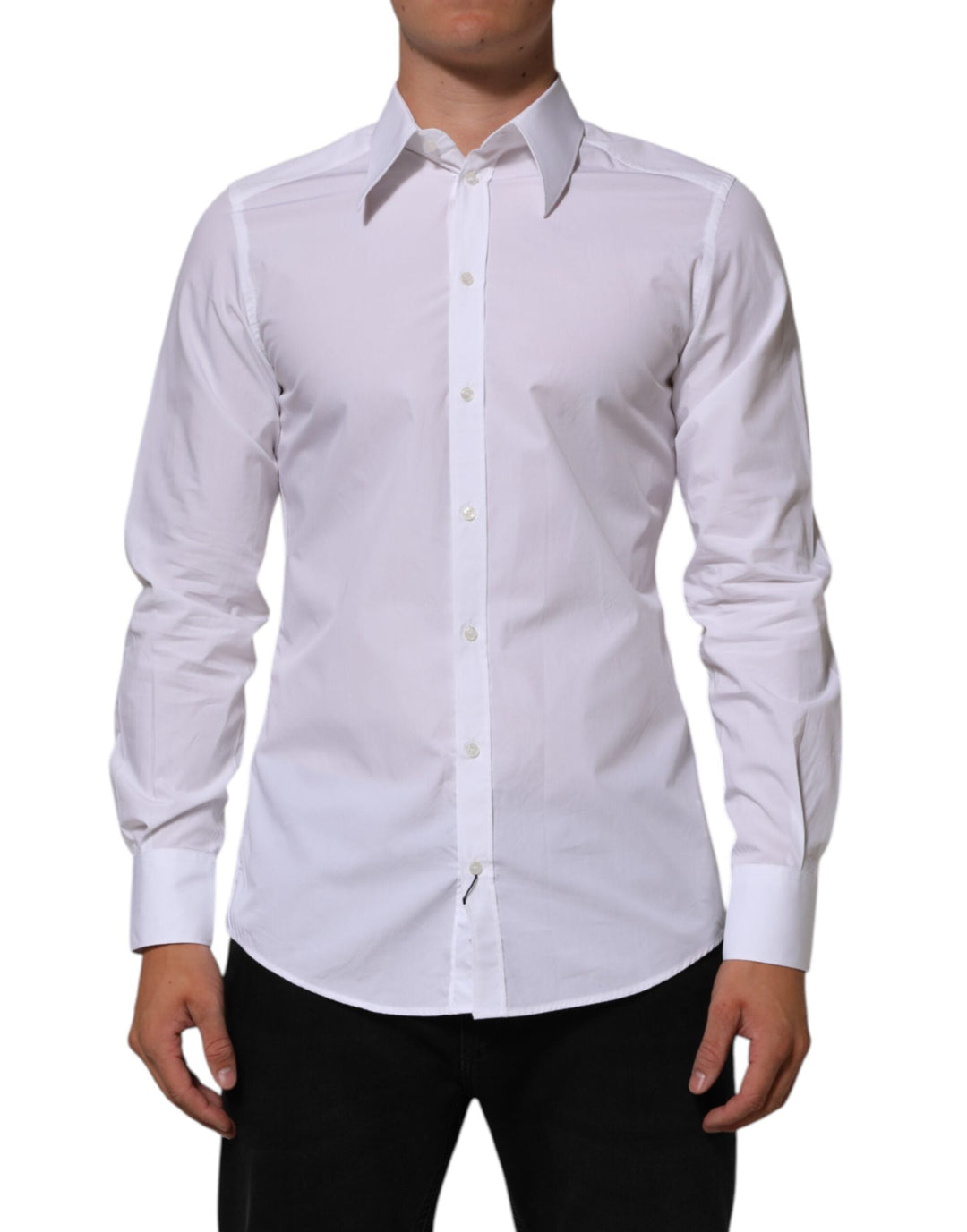 Men’s Dolce &amp; Gabbana White Cotton Martini Men Formal Dress Shirt