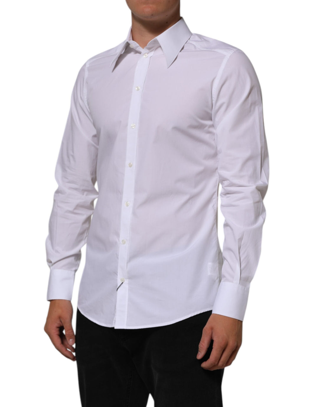 Men’s Dolce &amp; Gabbana White Cotton Martini Men Formal Dress Shirt