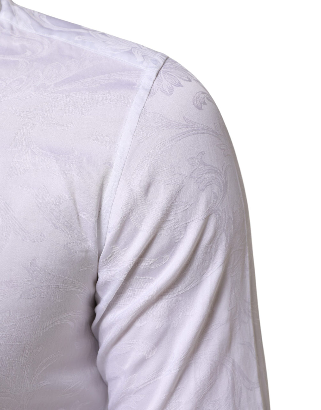 Men’s Dolce &amp; Gabbana White Cotton Martini Paisley Jacquard Shirt