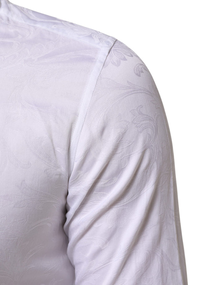 Men’s Dolce &amp; Gabbana White Cotton Martini Paisley Jacquard Shirt