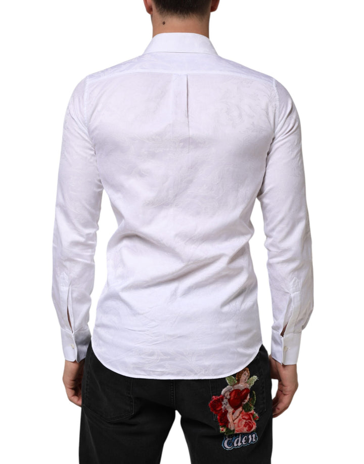 Men’s Dolce &amp; Gabbana White Cotton Martini Paisley Jacquard Shirt