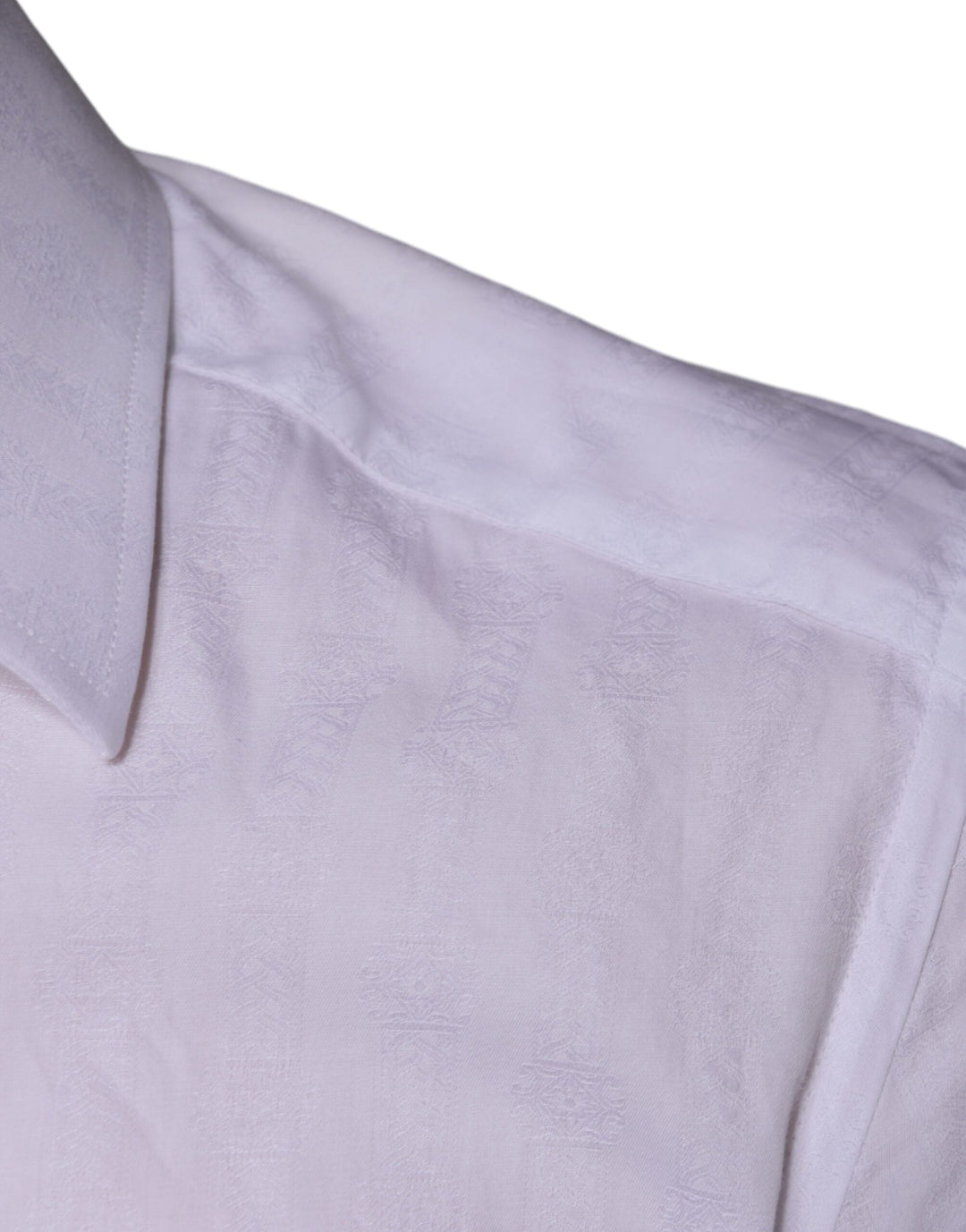 Dolce &amp; Gabbana White Cotton Men Dress Gold Formal Shirt
