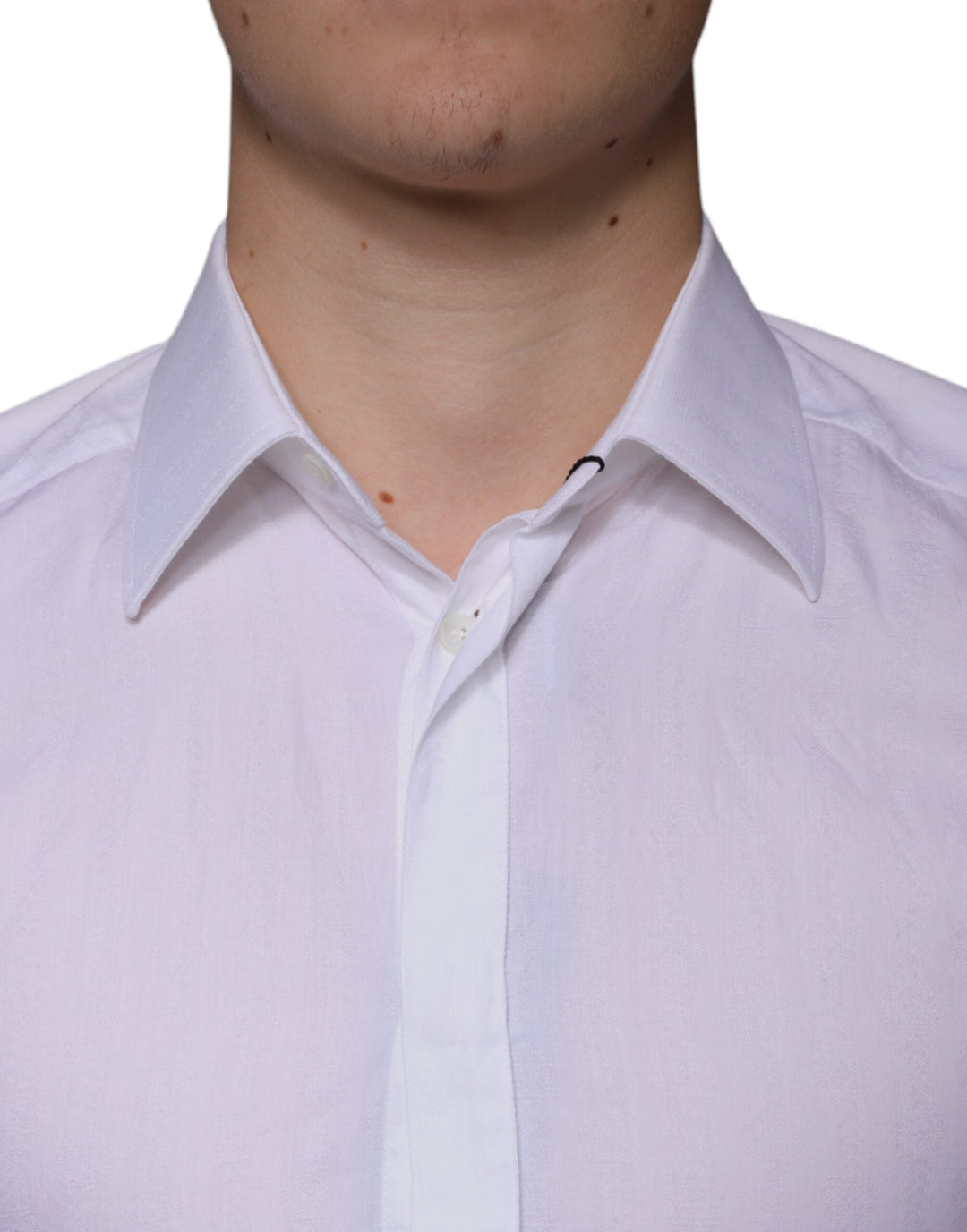 Dolce &amp; Gabbana White Cotton Men Dress Gold Formal Shirt