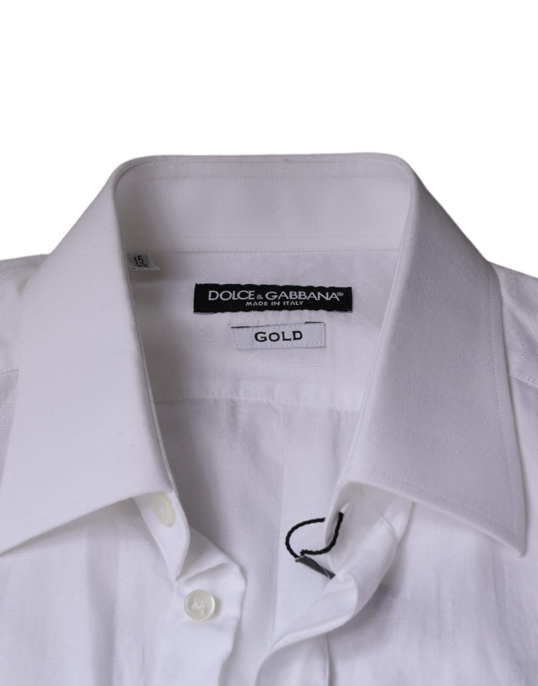 Dolce &amp; Gabbana White Cotton Men Dress Gold Formal Shirt