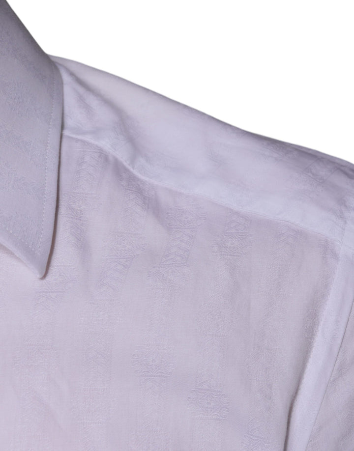 Men’s Dolce &amp; Gabbana White Cotton Men Dress Gold Formal Shirt