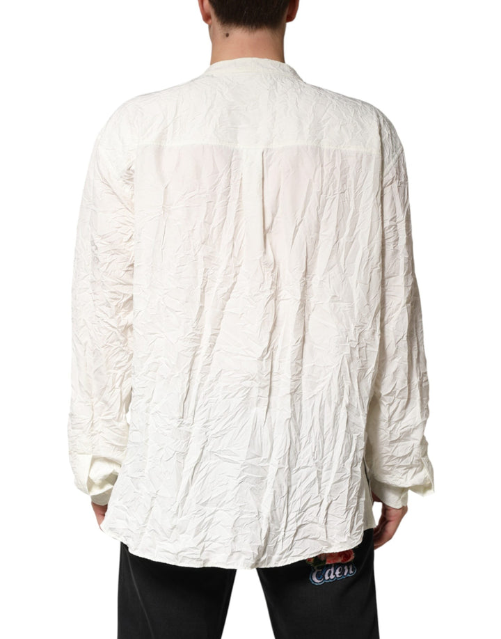 Men’s Dolce &amp; Gabbana White Cotton Men Long Sleeves Shirt