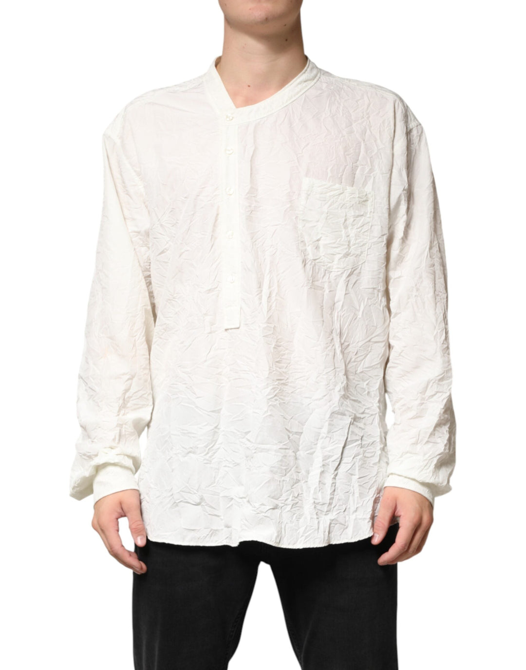 Men’s Dolce &amp; Gabbana White Cotton Men Long Sleeves Shirt