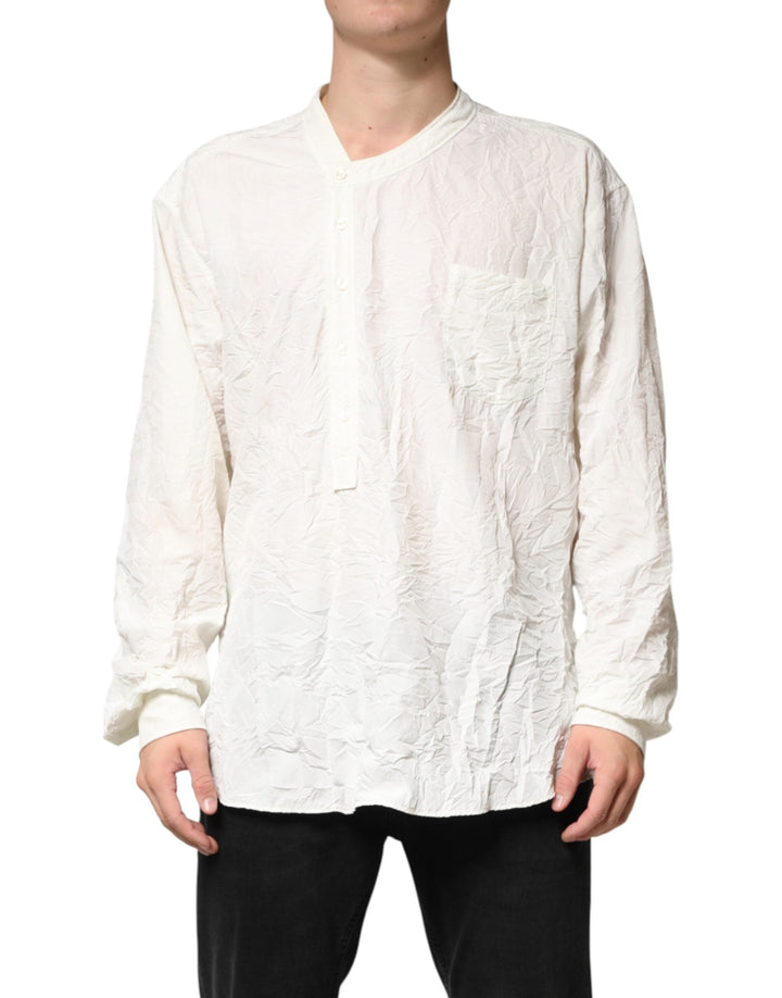 Men’s Dolce &amp; Gabbana White Cotton Men Long Sleeves Shirt