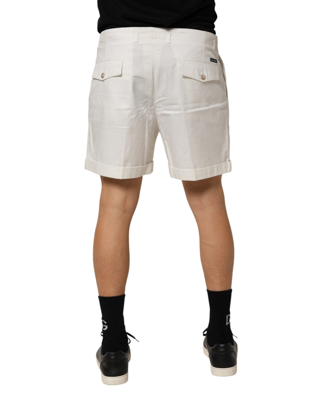 Men’s Dolce &amp; Gabbana White Cotton Mid Waist Men Bermuda Shorts