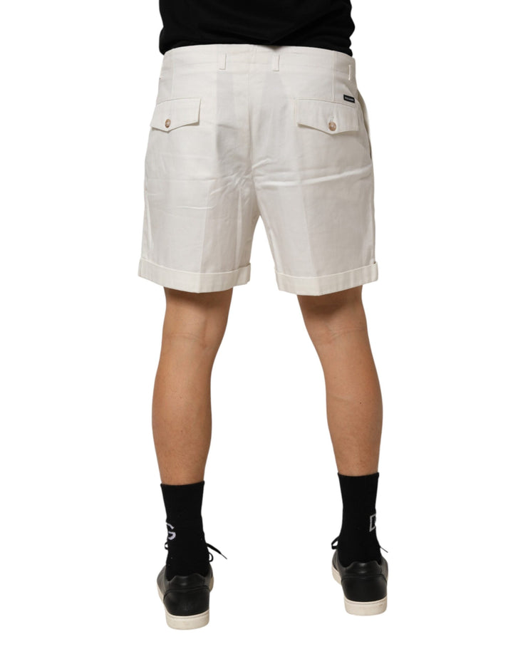 Men’s Dolce &amp; Gabbana White Cotton Mid Waist Men Bermuda Shorts