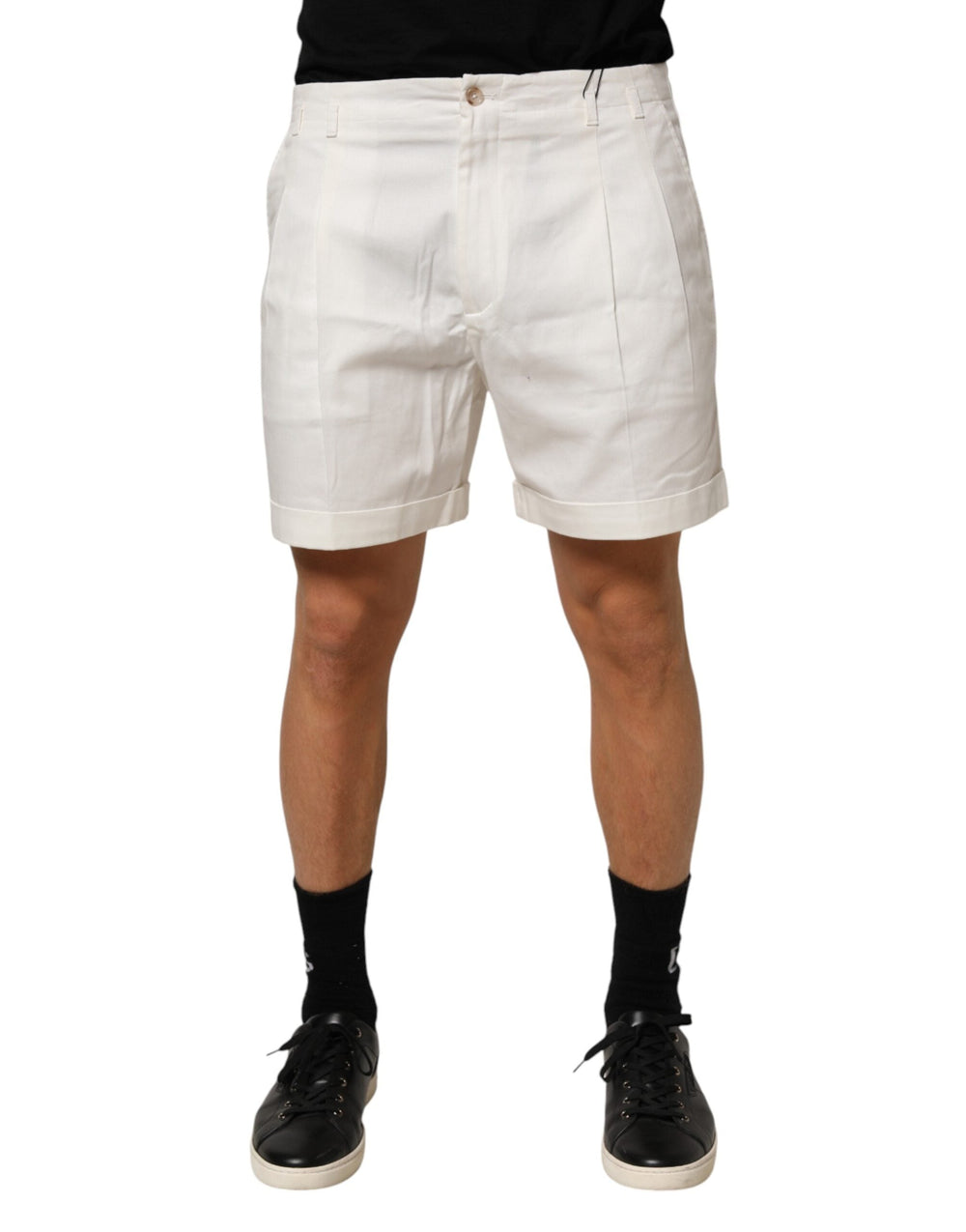 Men’s Dolce & Gabbana White Cotton Mid Waist Men Bermuda Shorts