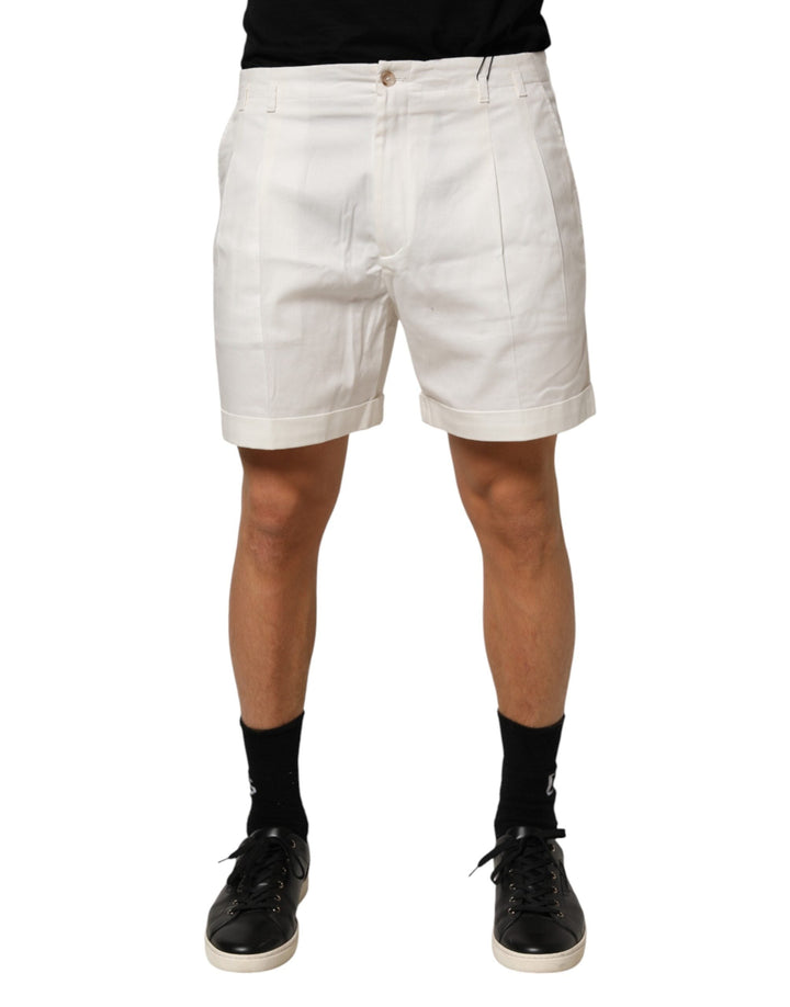 Men’s Dolce &amp; Gabbana White Cotton Mid Waist Men Bermuda Shorts