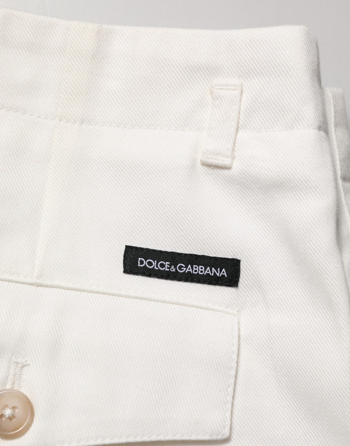 Men’s Dolce &amp; Gabbana White Cotton Mid Waist Men Bermuda Shorts