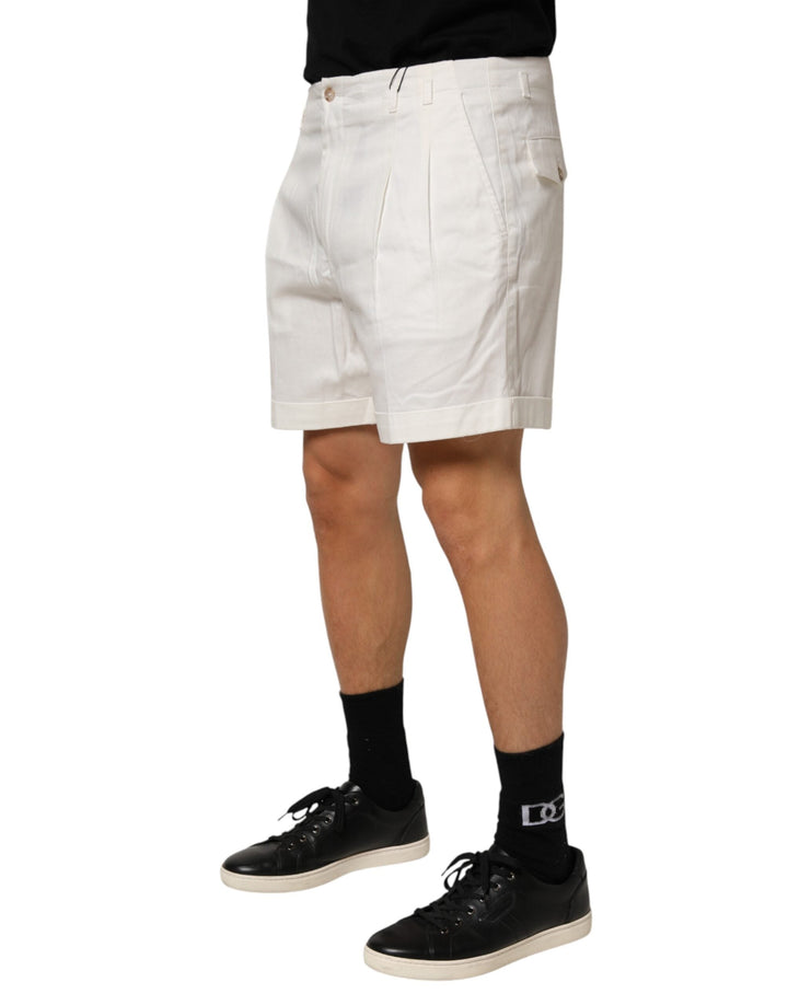 Men’s Dolce &amp; Gabbana White Cotton Mid Waist Men Bermuda Shorts