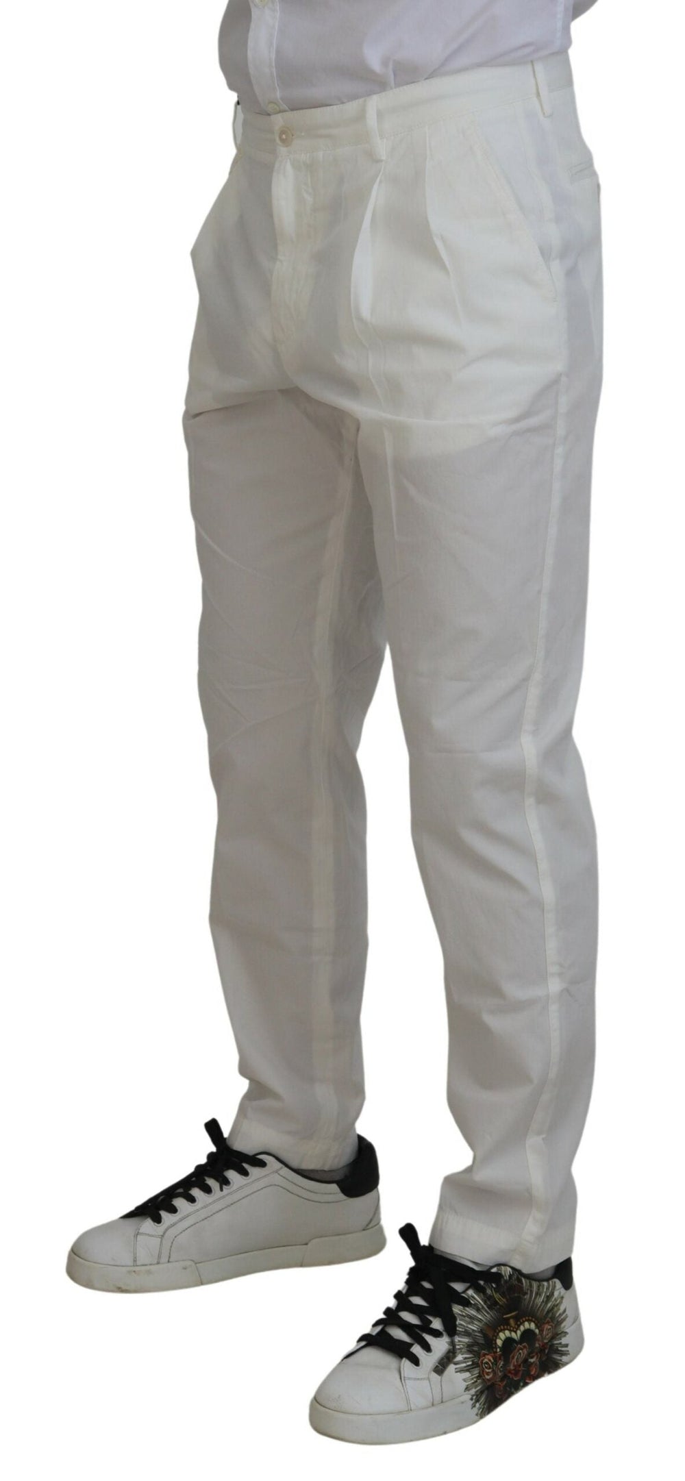 Men’s Dolce & Gabbana White Cotton Skinny Chino Pants