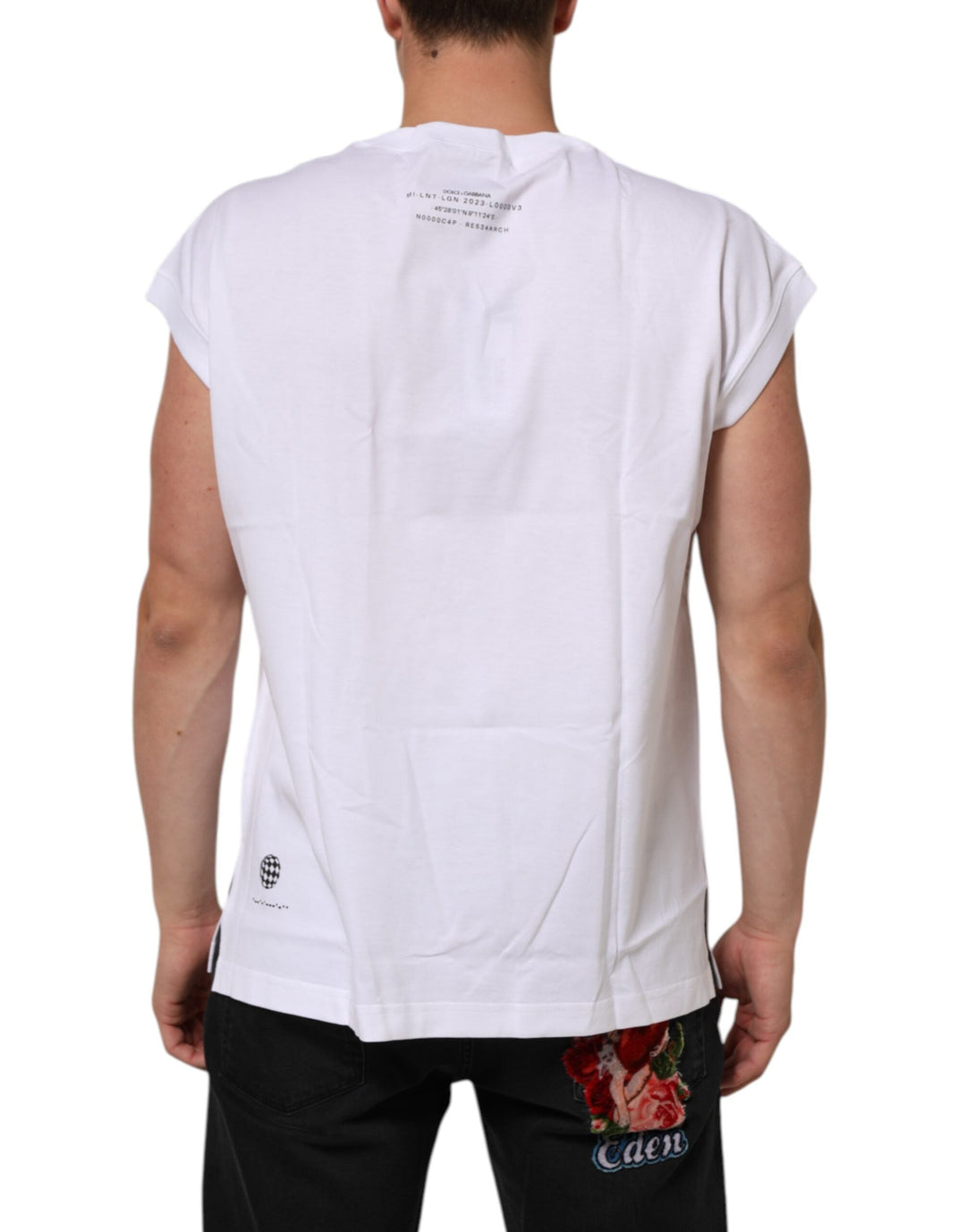 Dolce &amp; Gabbana White Cotton Sleeveless Printed Tank T-shirt