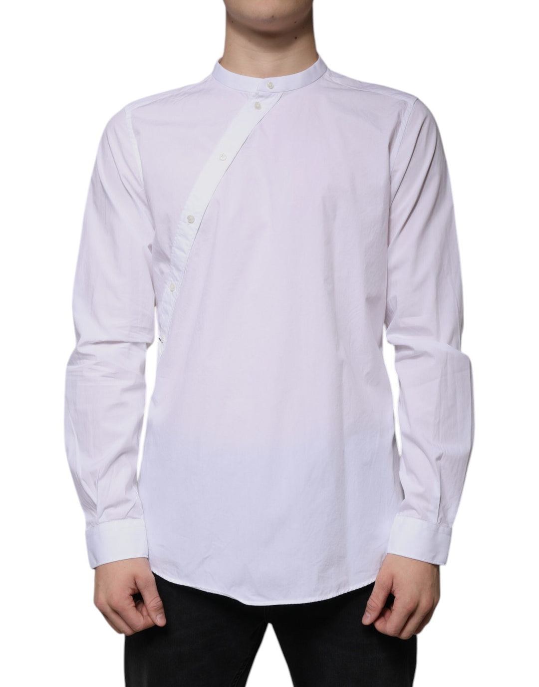 Dolce &amp; Gabbana White Cotton Slim Fit Martini Dress Shirt