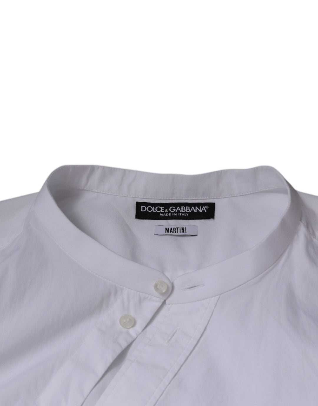 Dolce &amp; Gabbana White Cotton Slim Fit Martini Dress Shirt