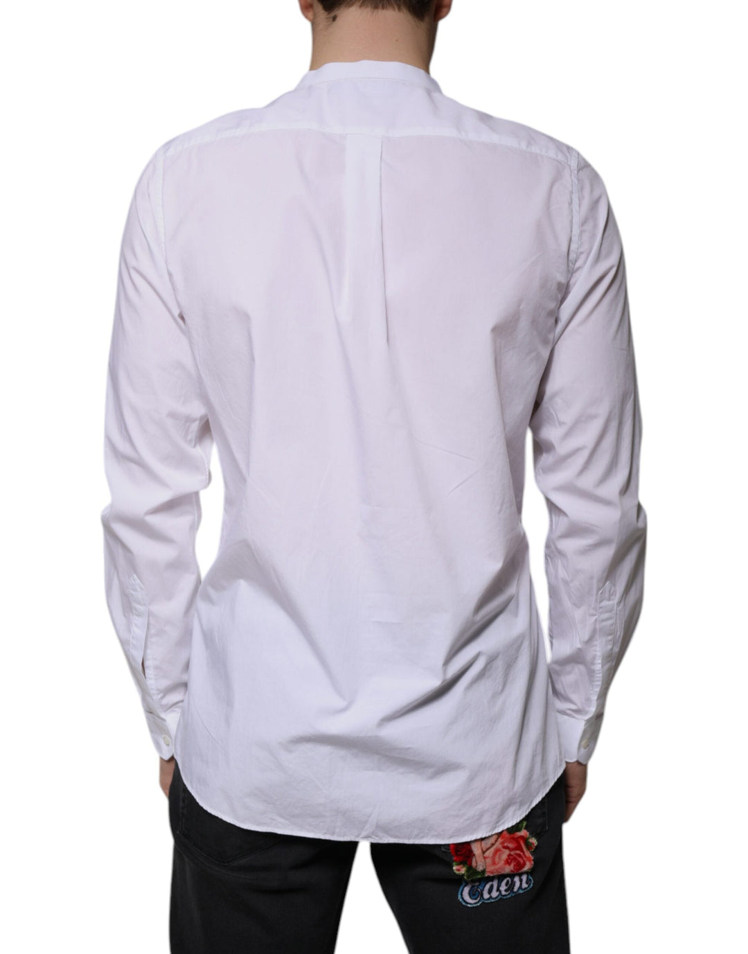 Dolce &amp; Gabbana White Cotton Slim Fit Martini Dress Shirt