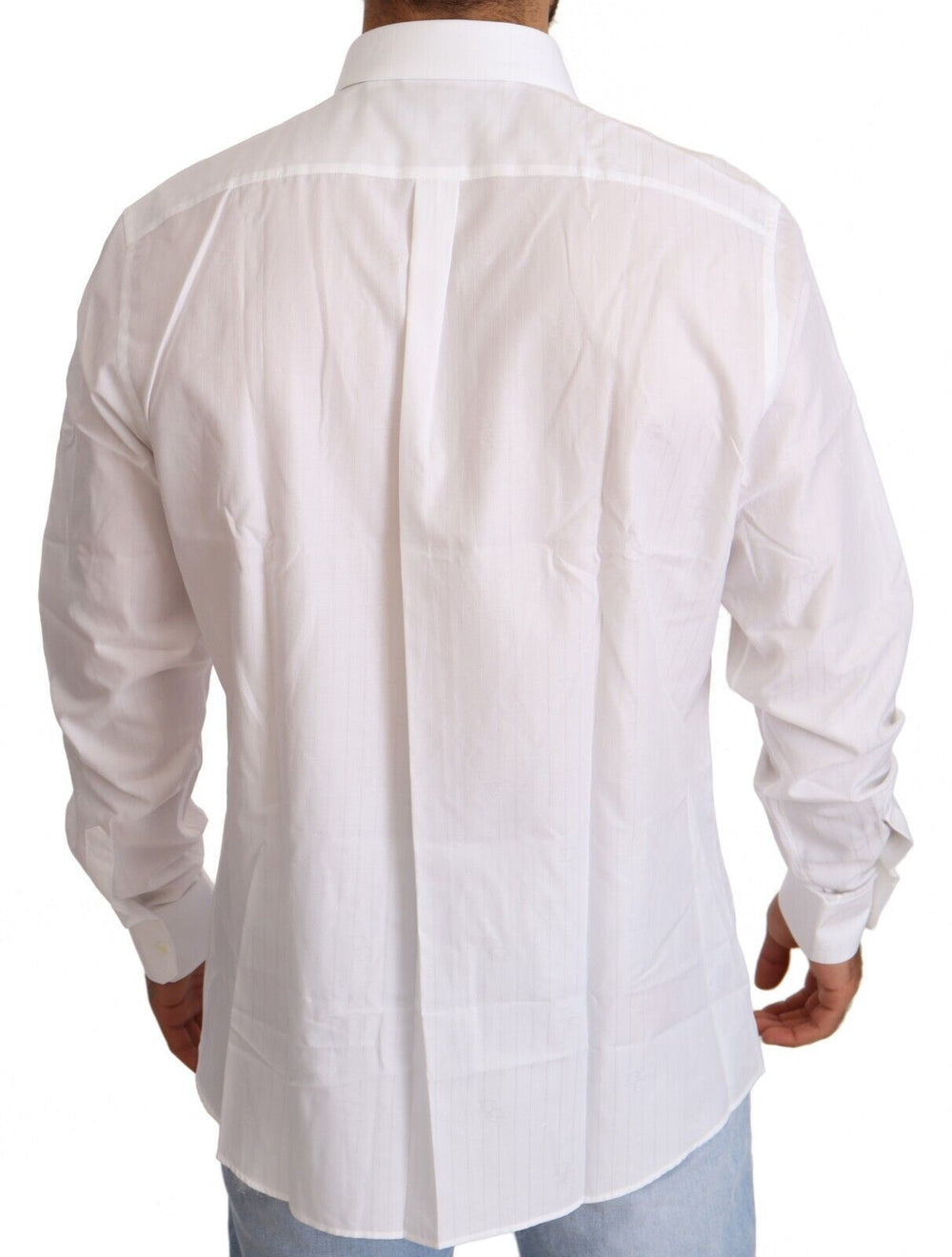 Dolce & Gabbana White Cotton Slim Fit Men Martini Shirt