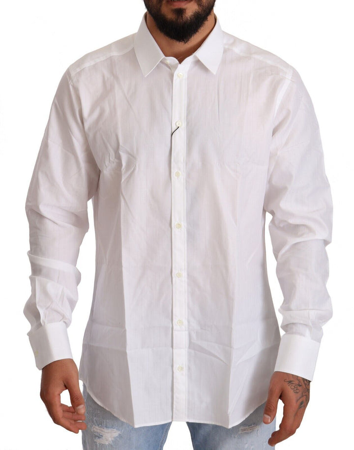 Men’s Dolce &amp; Gabbana White Cotton Slim Fit Men Martini Shirt
