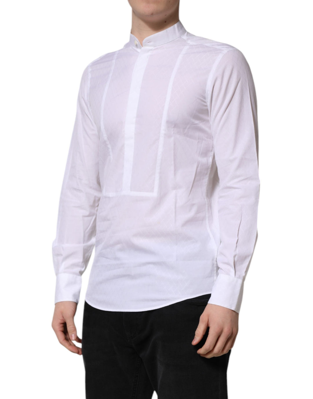 Men’s Dolce &amp; Gabbana White Cotton Slim Long Sleeves Formal Shirt