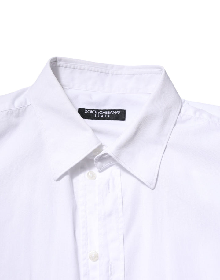 Men’s Dolce &amp; Gabbana White Cotton Staff Long Sleeves Forma Shirt