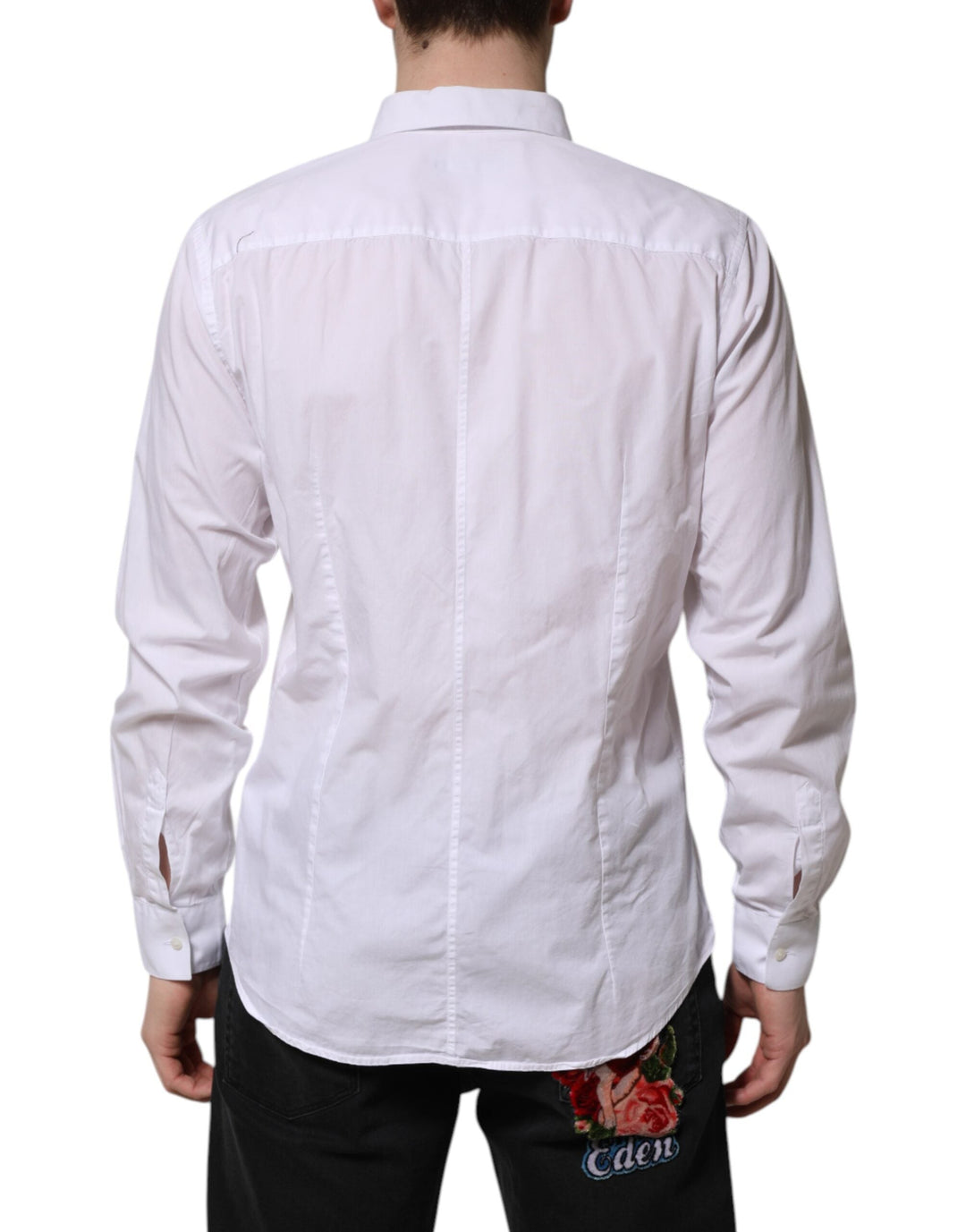 Men’s Dolce &amp; Gabbana White Cotton Staff Long Sleeves Forma Shirt