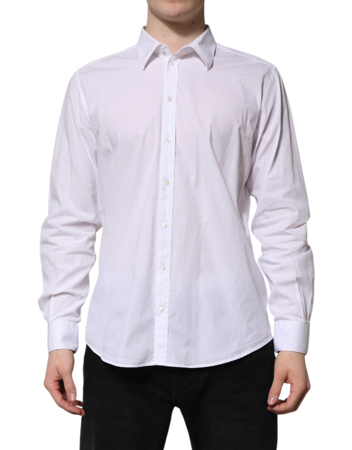 Men’s Dolce &amp; Gabbana White Cotton Staff Long Sleeves Forma Shirt