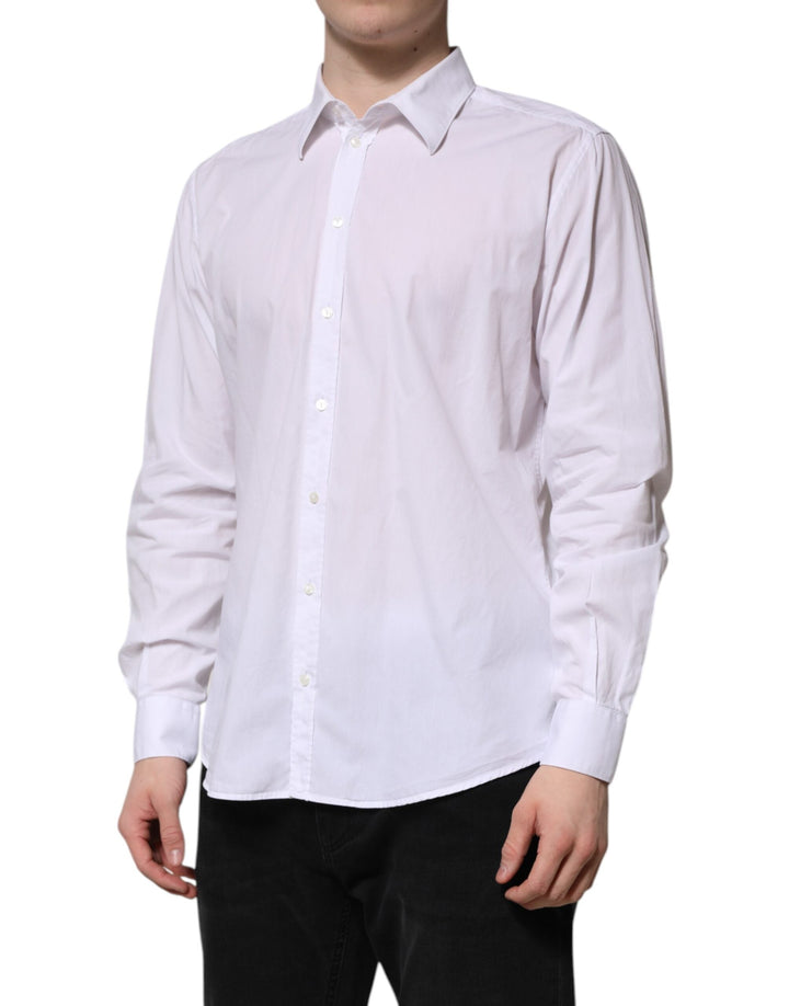 Men’s Dolce &amp; Gabbana White Cotton Staff Long Sleeves Forma Shirt