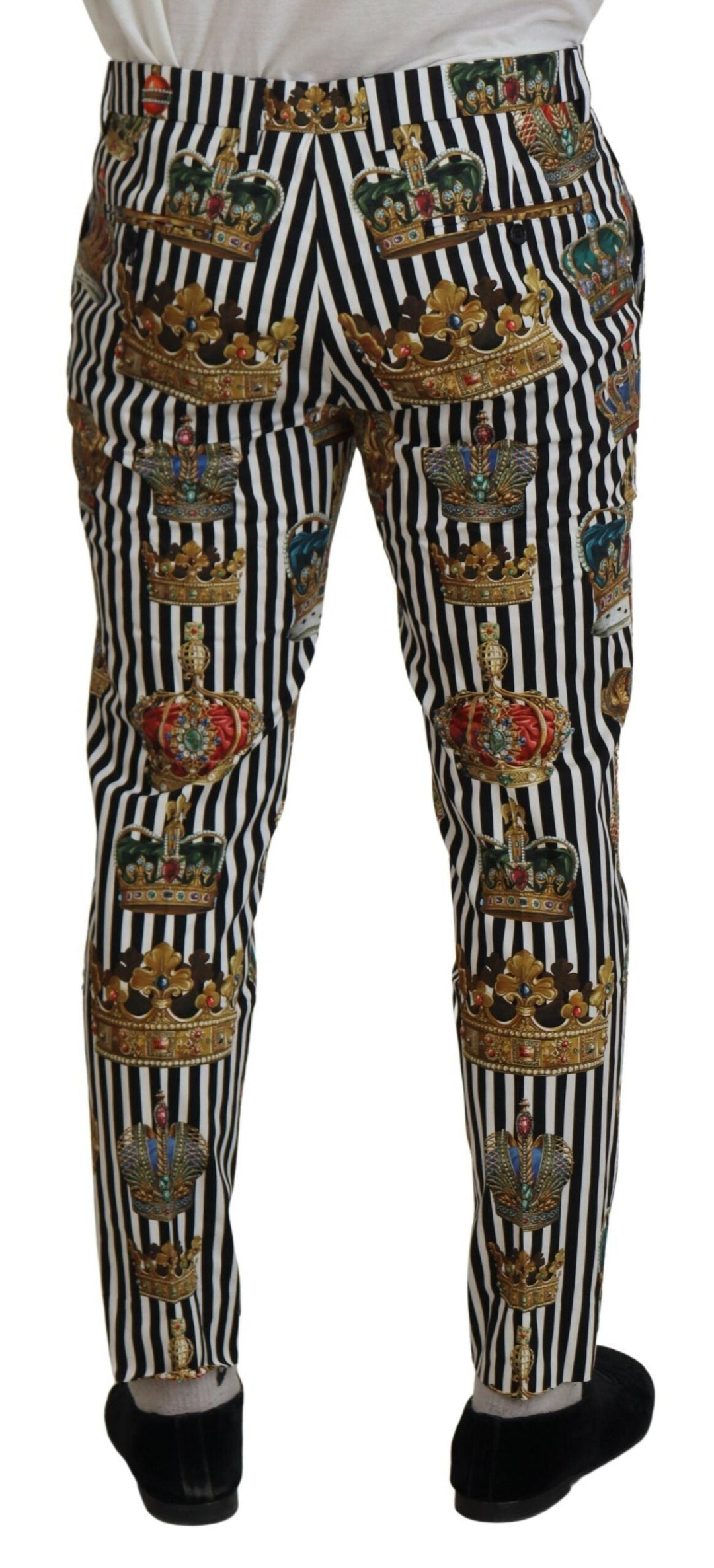 Men’s Dolce &amp; Gabbana White Cotton Stretch Crown Trouser Pants
