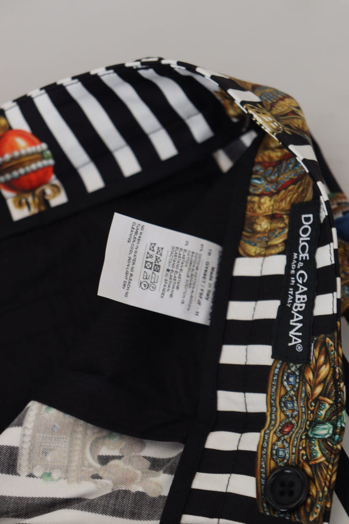 Men’s Dolce &amp; Gabbana White Cotton Stretch Crown Trouser Pants