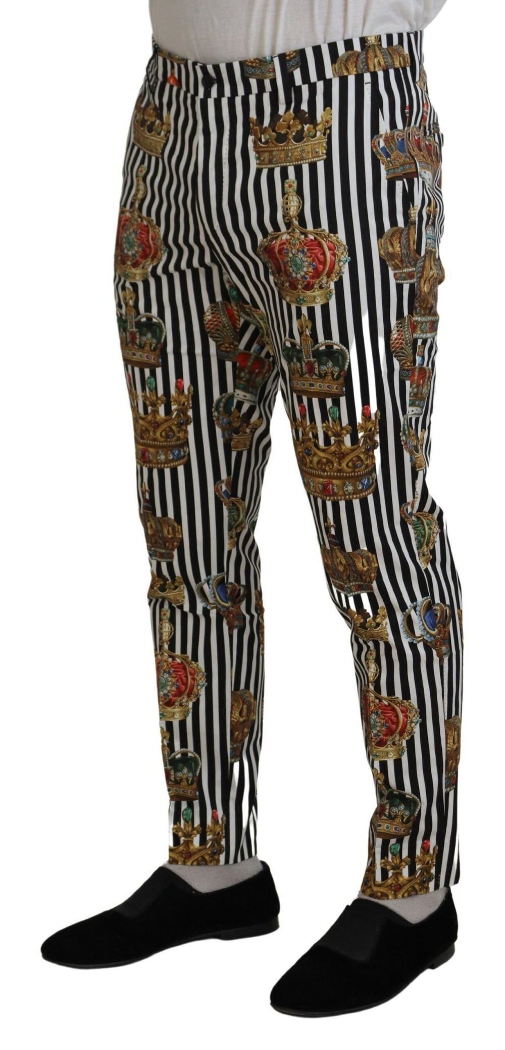 Men’s Dolce & Gabbana White Cotton Stretch Crown Trouser Pants