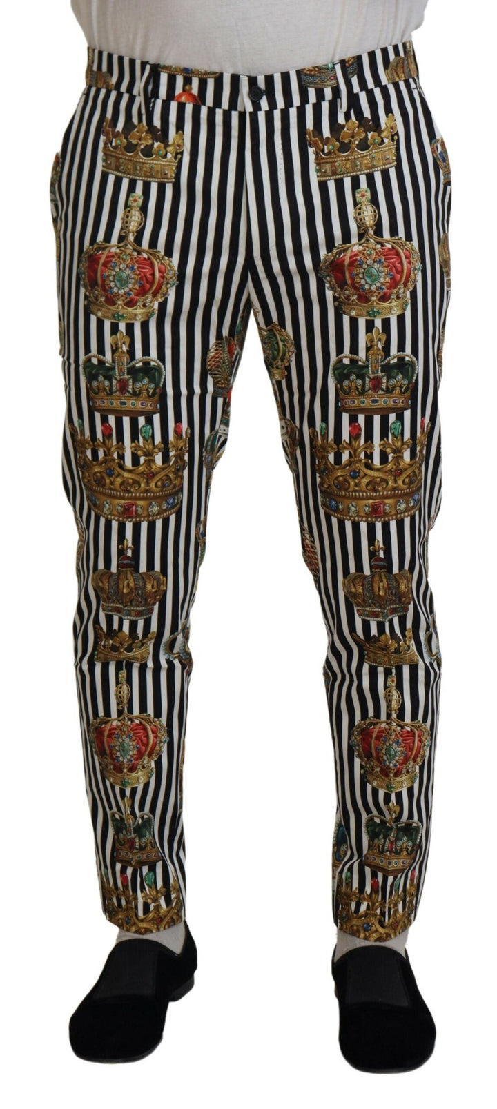 Men’s Dolce &amp; Gabbana White Cotton Stretch Crown Trouser Pants