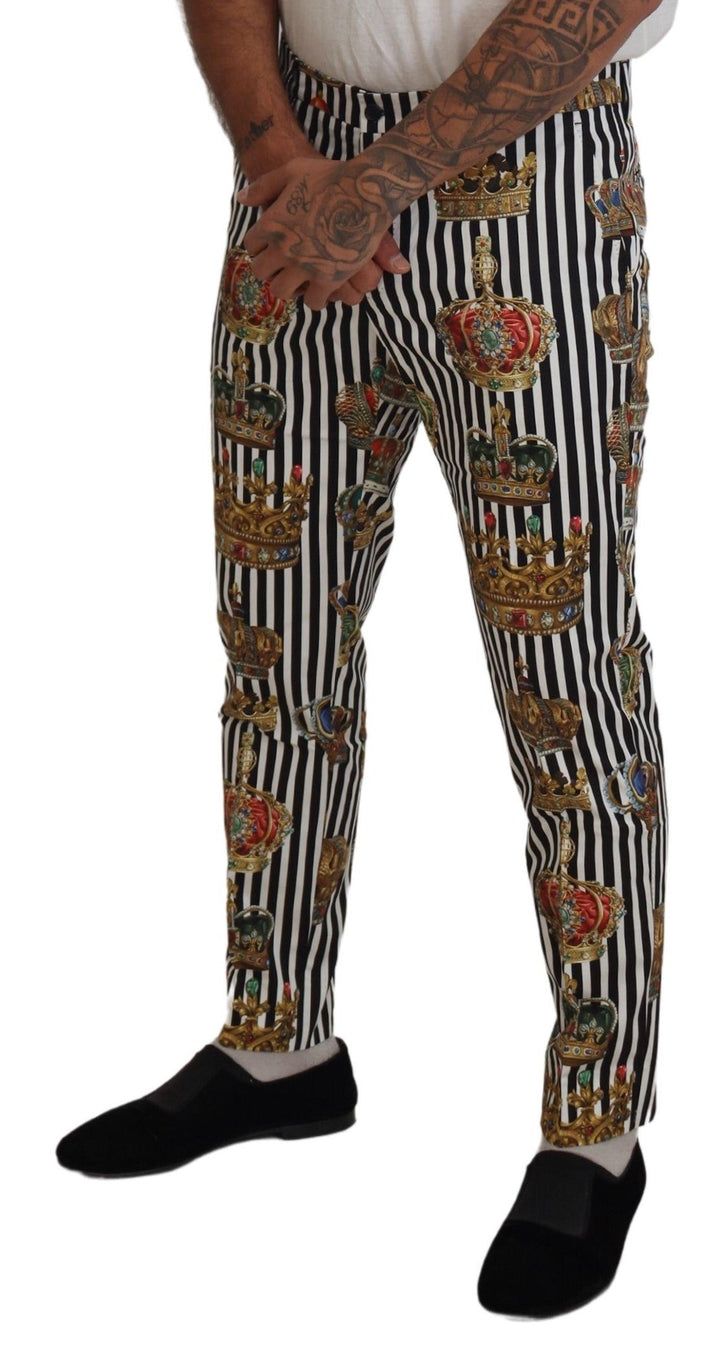 Men’s Dolce &amp; Gabbana White Cotton Stretch Crown Trouser Pants