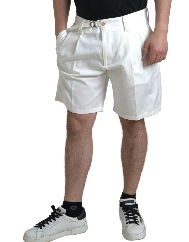 Men’s Dolce &amp; Gabbana White Cotton Stretch Men Bermuda Denim Shorts
